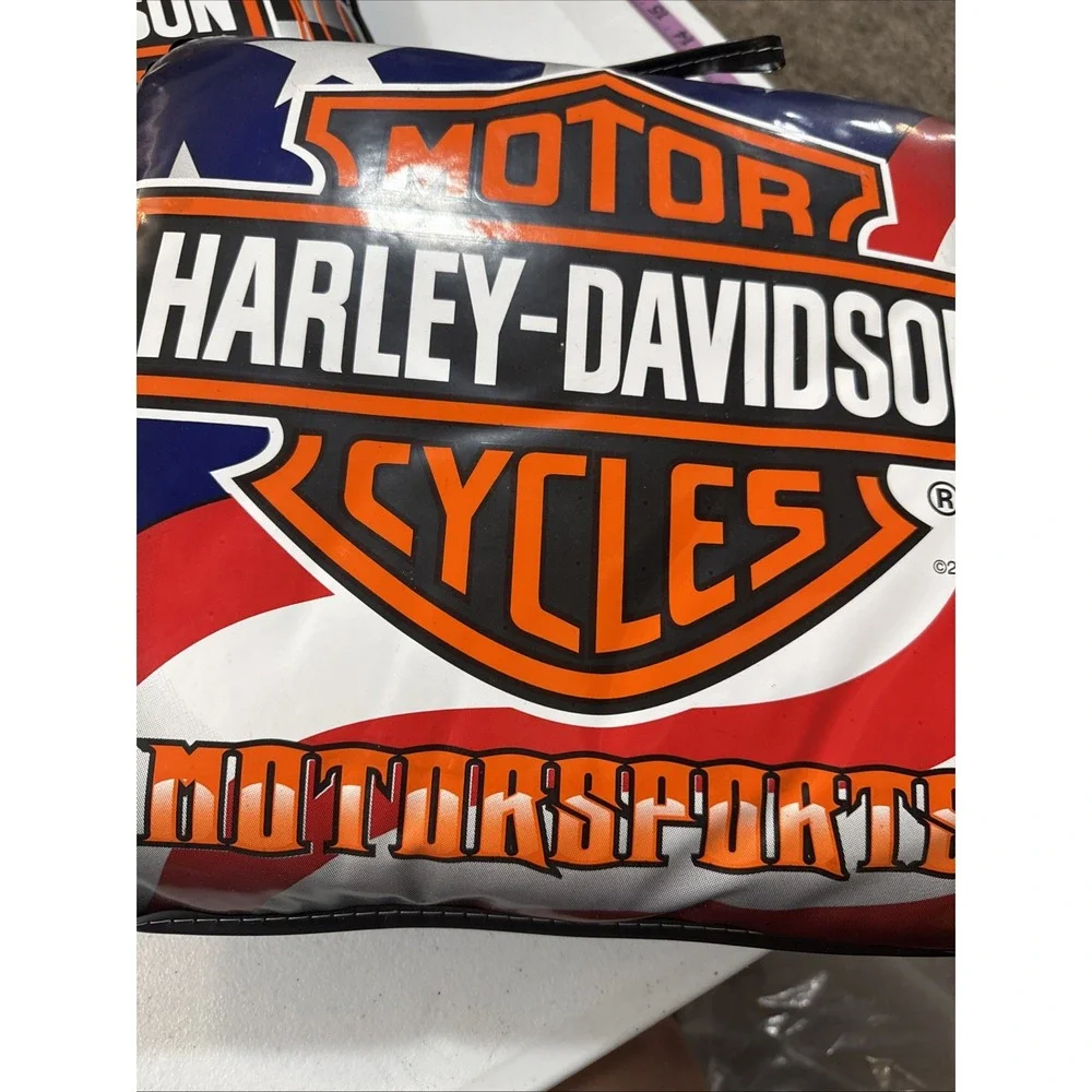 HARLEY DAVIDSON Motorcycle Vintage Vinyl Stadium/Throw Pillow 2006 Set 2 14x13in